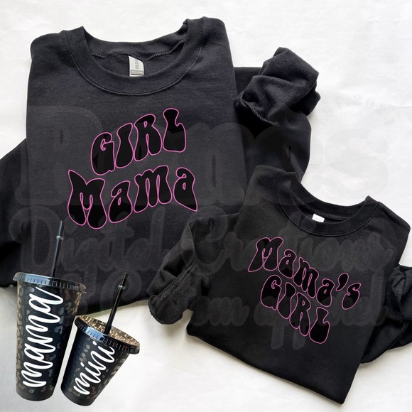 Mama Girl Matching Sweatshirt Set Mommy and Me Outfits Cute Matching Sweaters - Picture 1 of 1